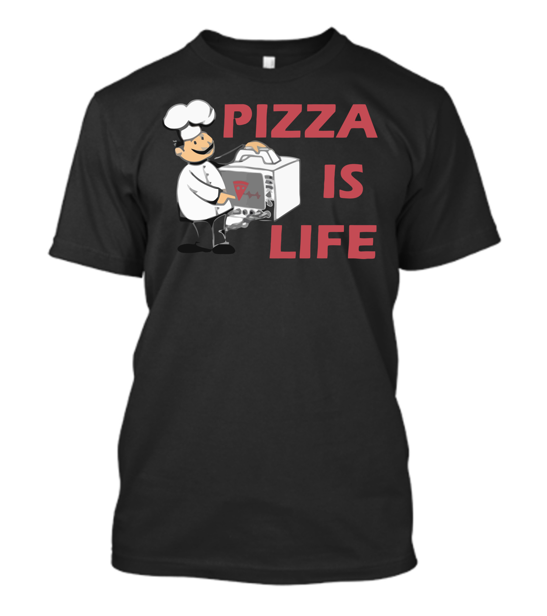PIZZA IS LIFE Chef Cartoon Holding Oven T-Shirt