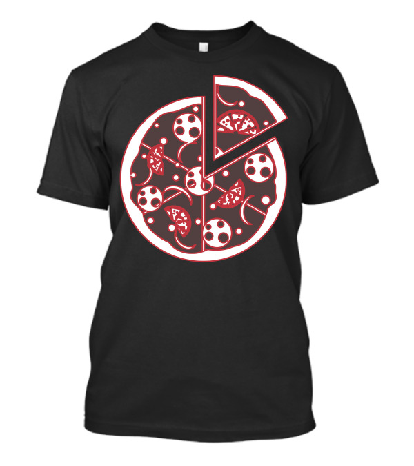 Pizza And Space Elements Fusion T-Shirt