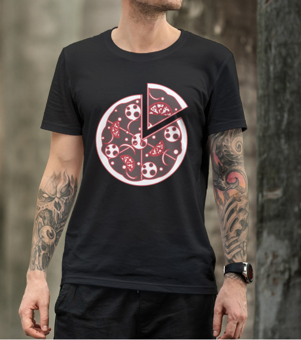 Pizza And Space Elements Fusion T-Shirt