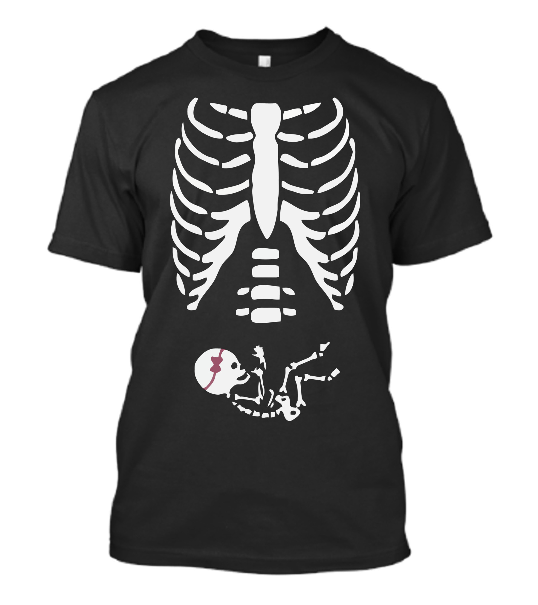 Pregnant Skeleton Rib Cage With Baby Skeleton Bow T-Shirt