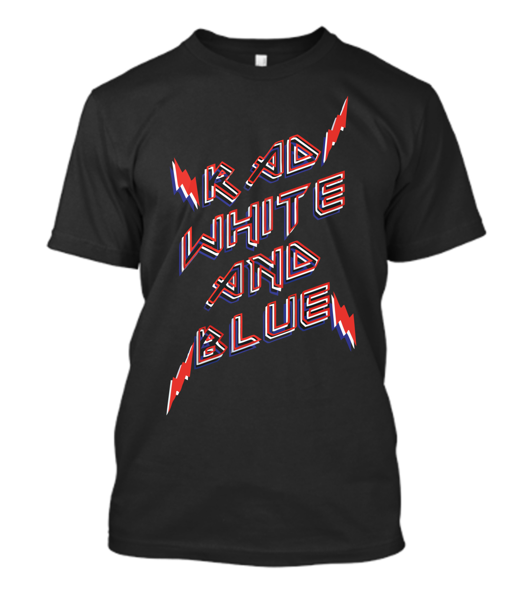 Rad White And Blue Lightning Bolt T-Shirt