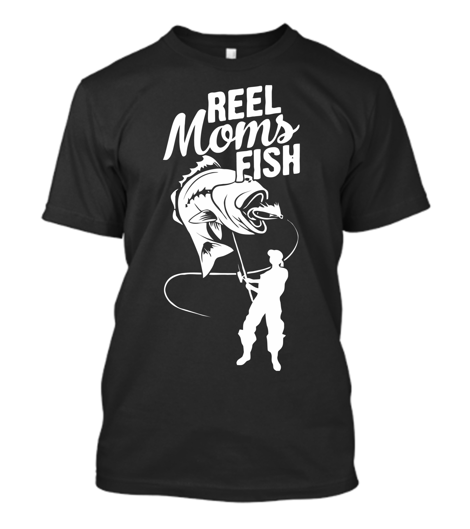 Reel Moms Fish Silhouette Angler Catching Fish T-Shirt
