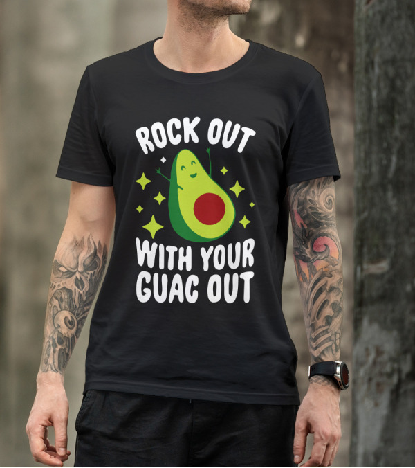 Rock Out With Your Guac Out Funny Avocado T-Shirt
