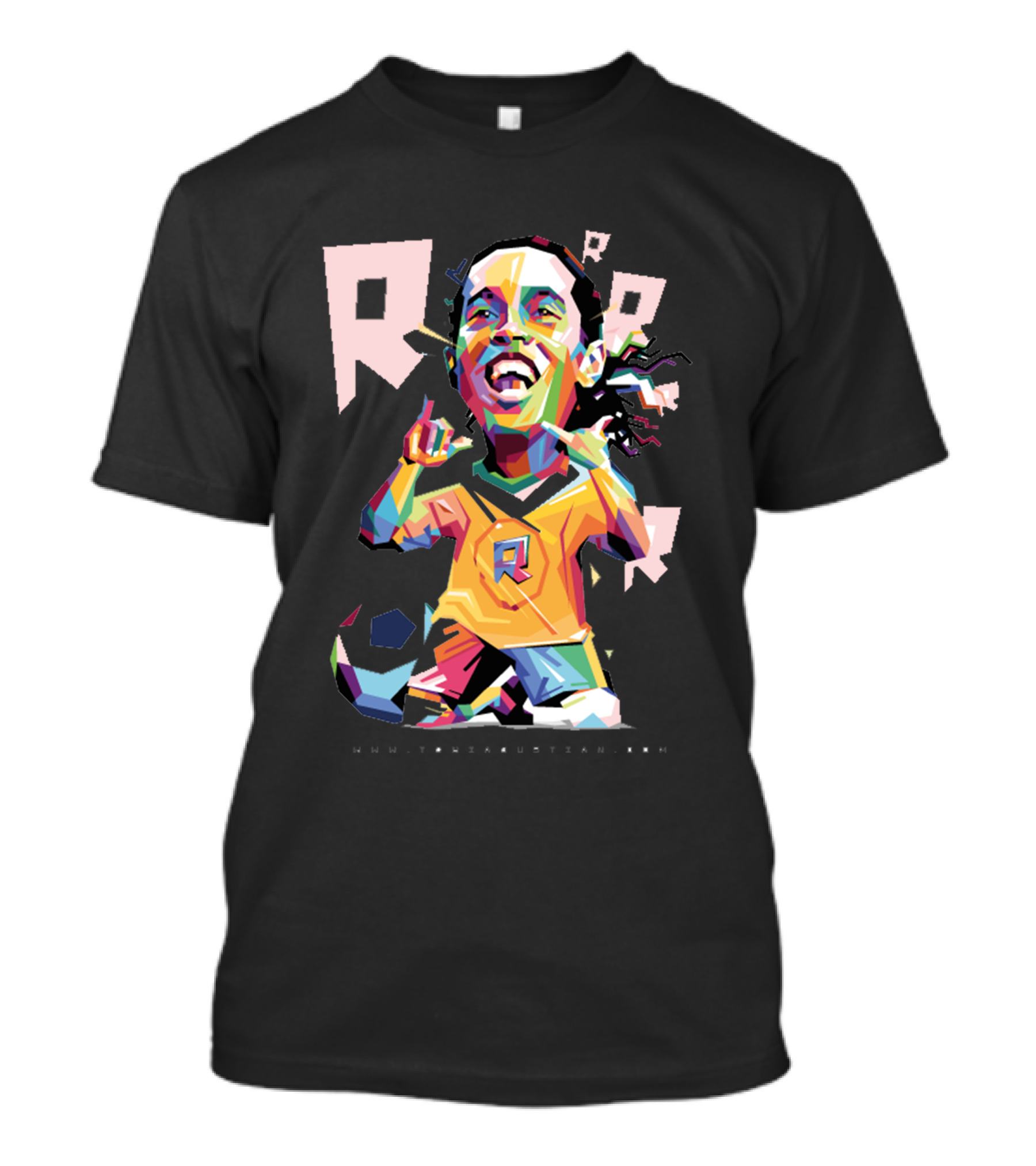 Ronaldinho Colorful Soccer Celebration Art By Rizkya Arsyadani T-Shirt