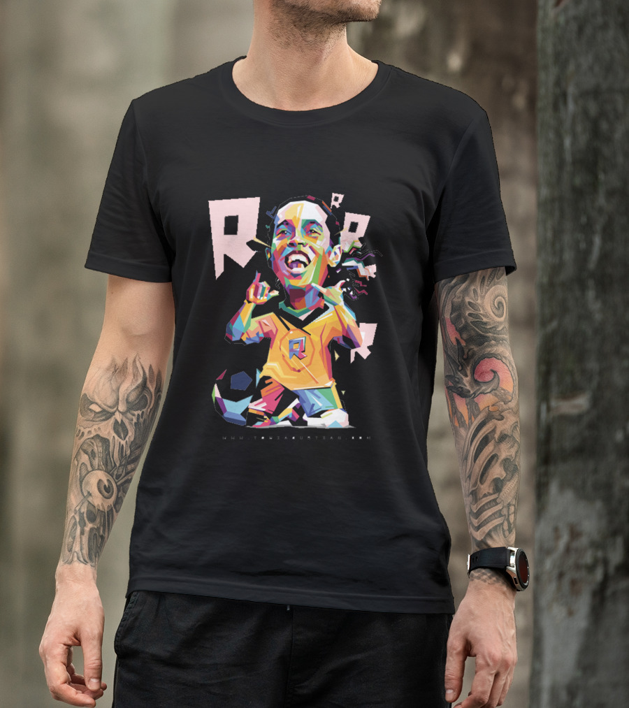 Ronaldinho Colorful Soccer Celebration Art By Rizkya Arsyadani T-Shirt
