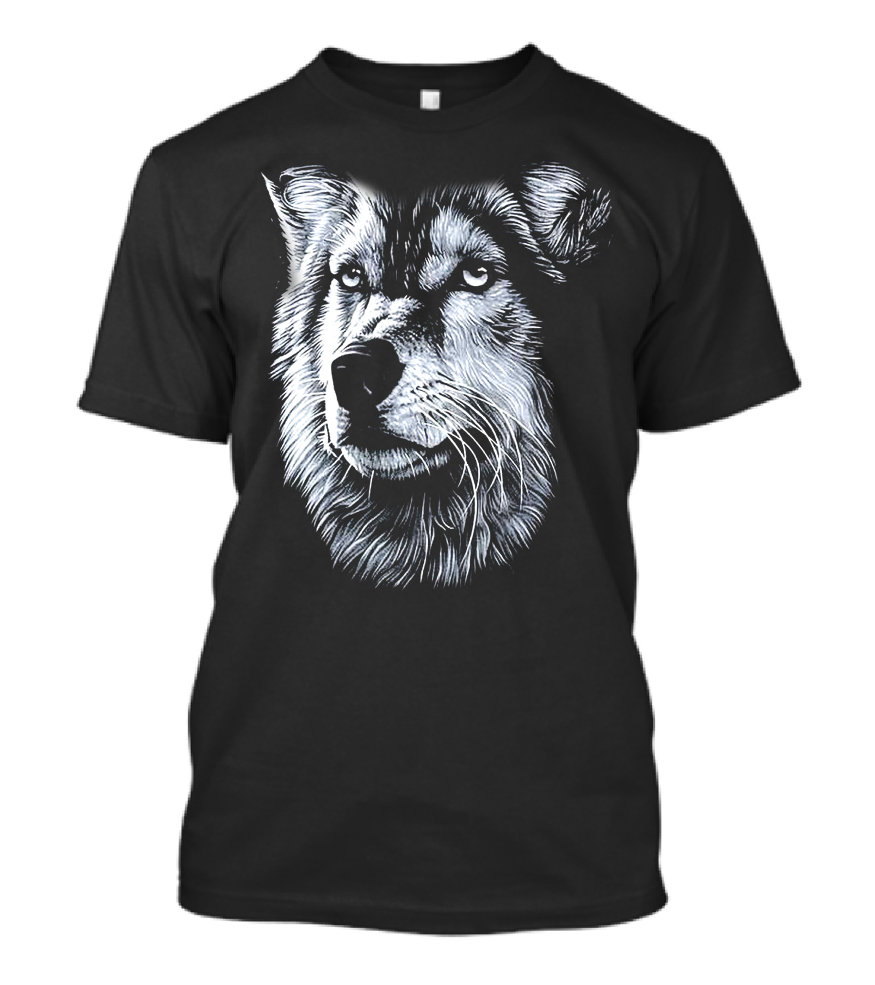 Round Neck Wolf Face T-Shirt