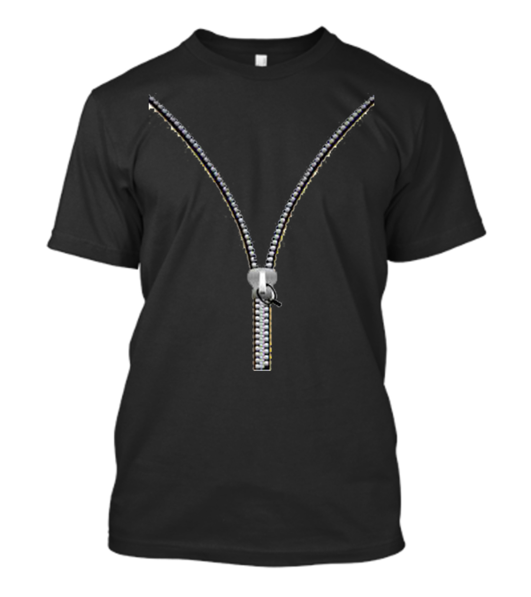 Say Something Zipper Effect Black T-Shirt