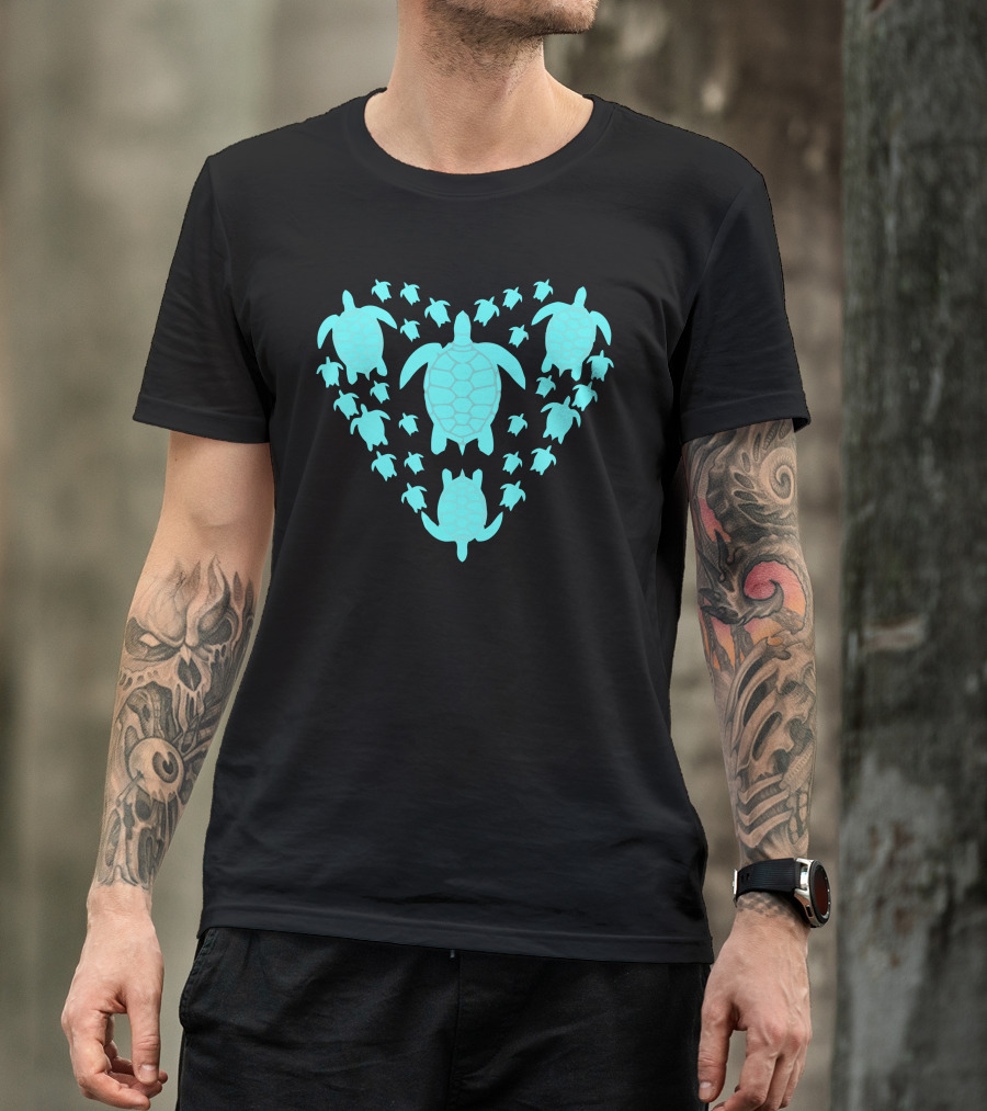 Sea Turtle Heart Formation Sea Life T-Shirt