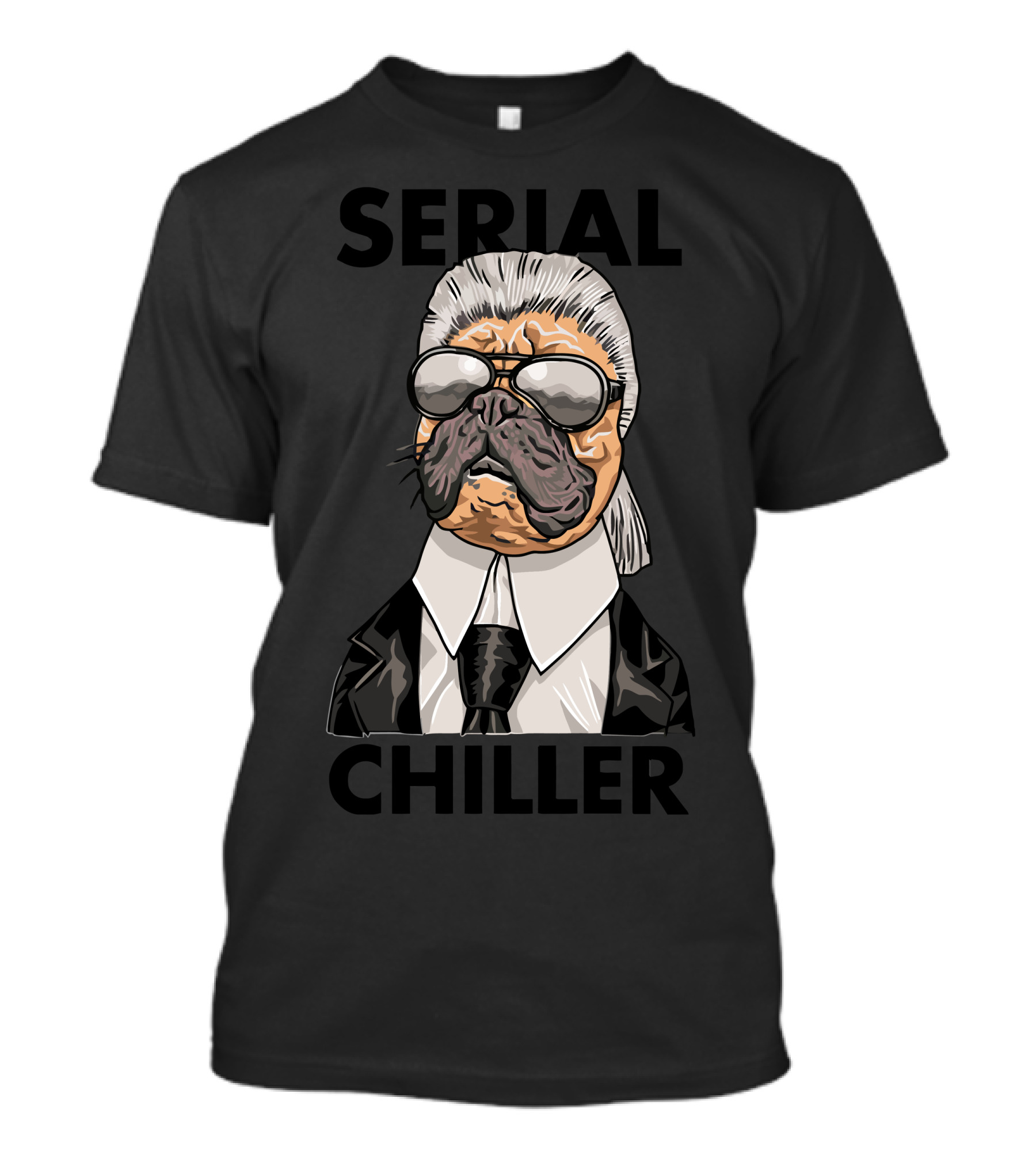 SERIAL CHILLER Bulldog In Suit With Sunglasses T-Shirt
