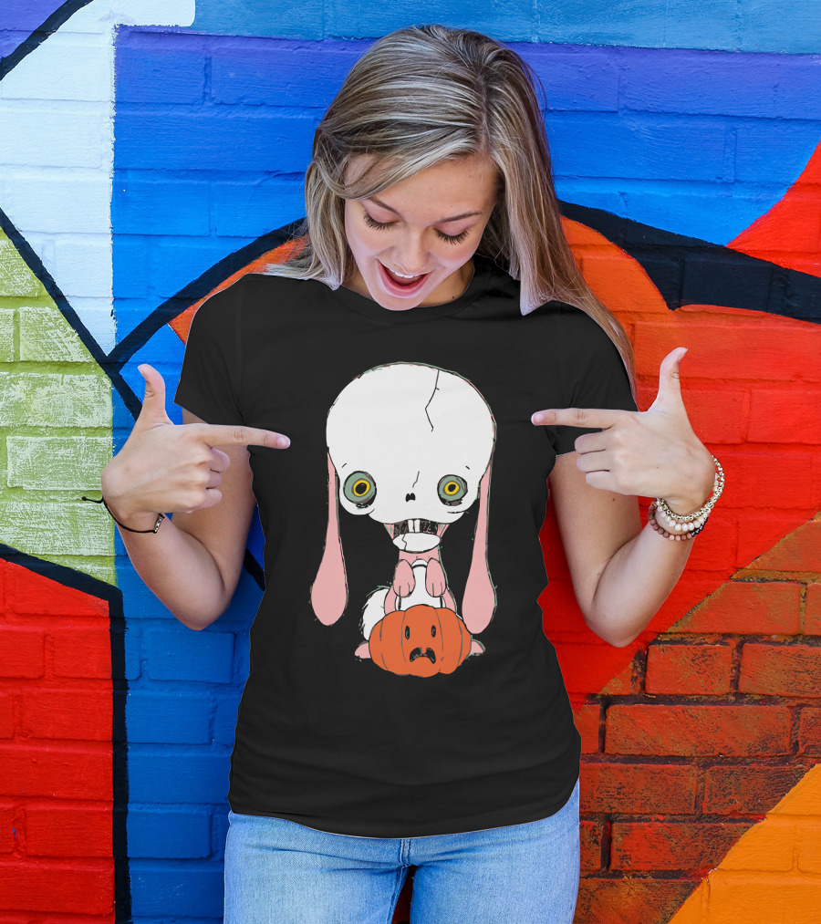Skull Bunny With Pumpkin Head T-Shirt