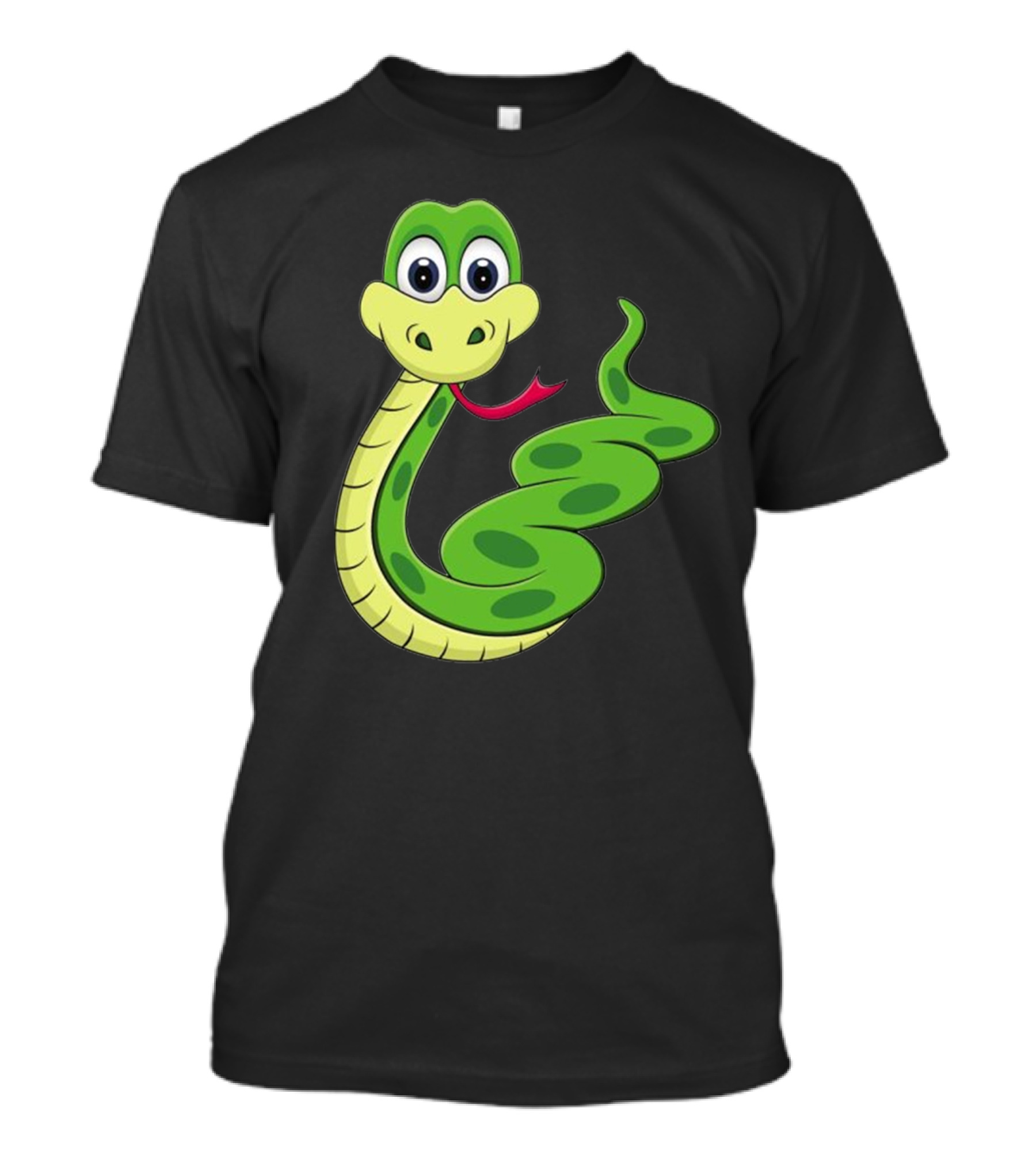 Green Cartoon Smiling Snake Illustration Anime T-Shirt