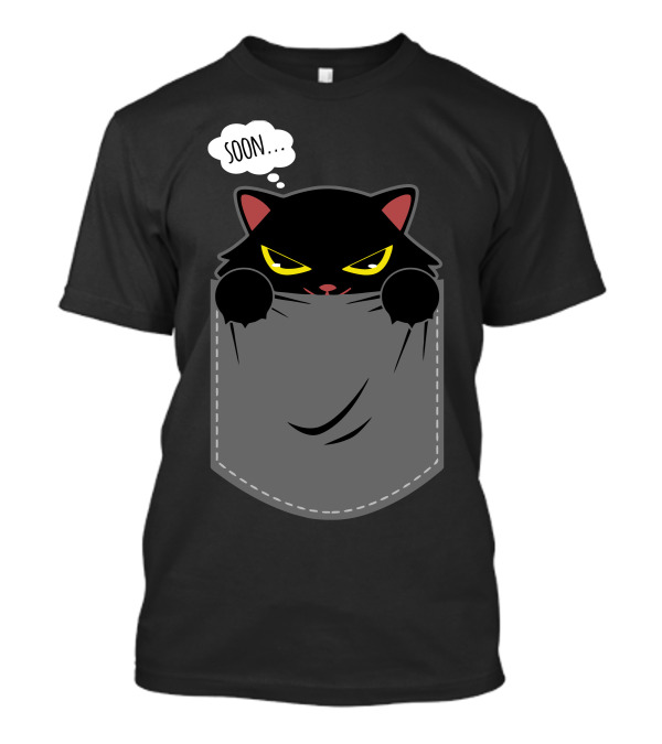 Soon Cat Peeking Out Of Pocket T-Shirt