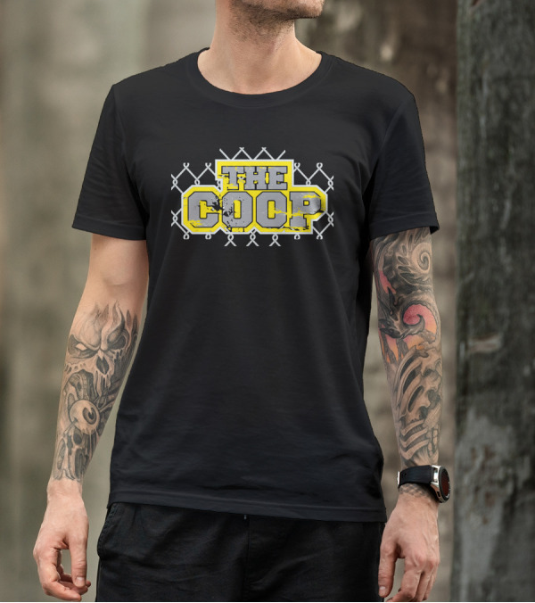 The Coop Chain Link Fence Yellow Gray Text T-Shirt