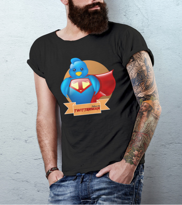 Follow Me Twitter Man Superhero Bird T-Shirt