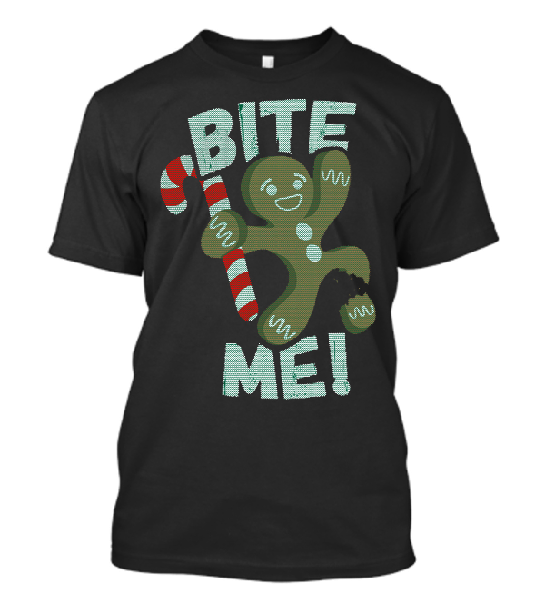 Bite Me Gingerbread Cookie With Candy Cane T-Shirt