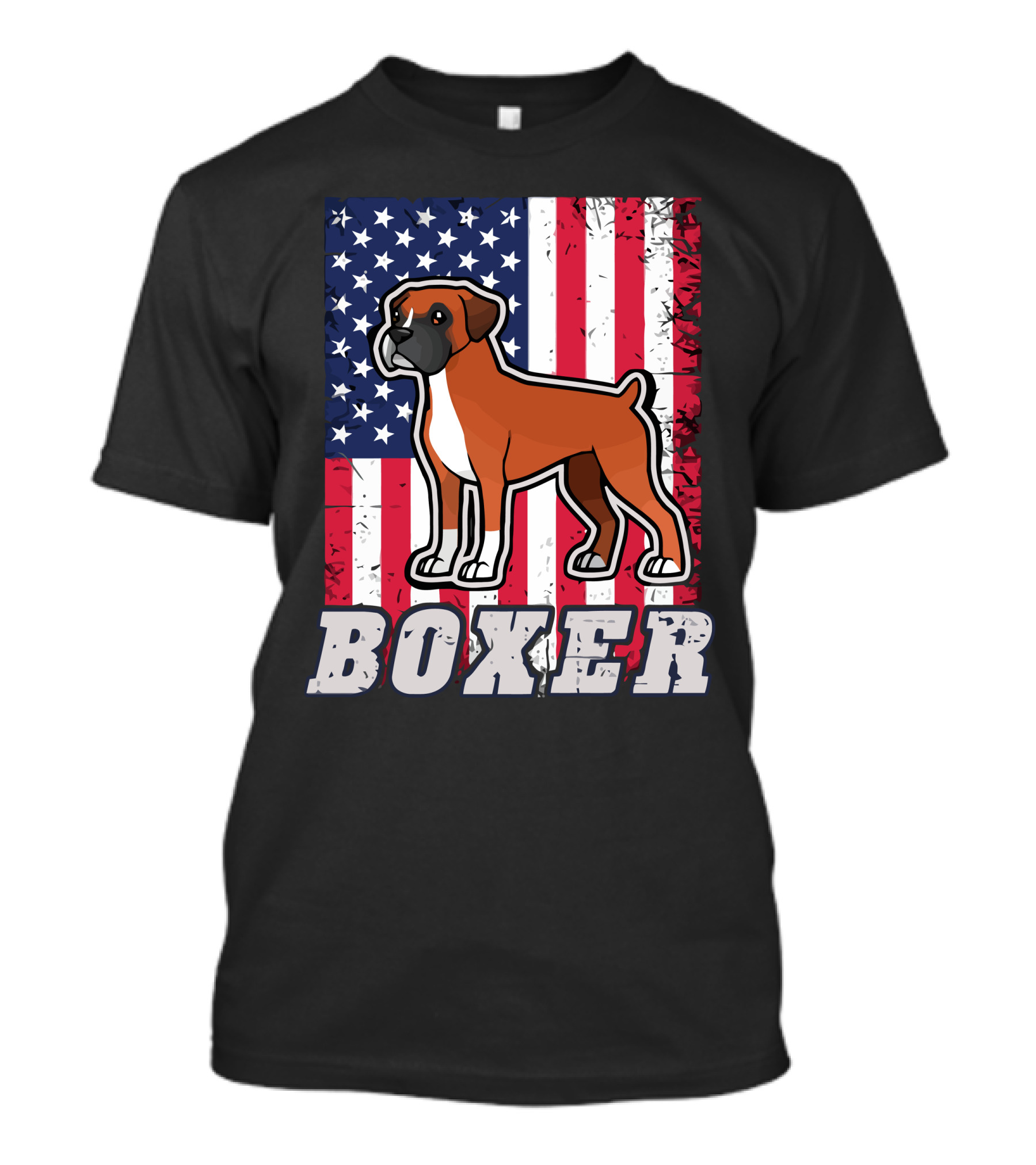 Boxer Dog American Flag T-Shirt
