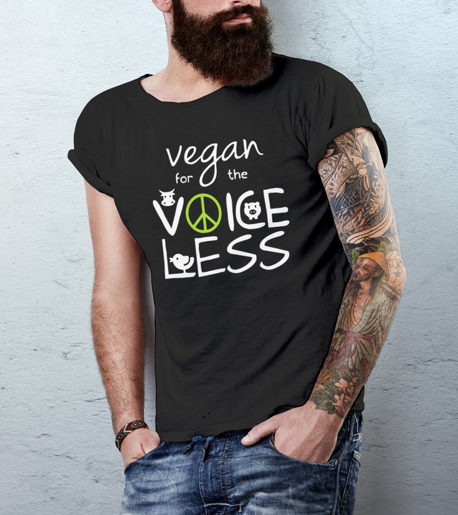 Vegan For The Voiceless Peace Cow Pig Bird T-Shirt