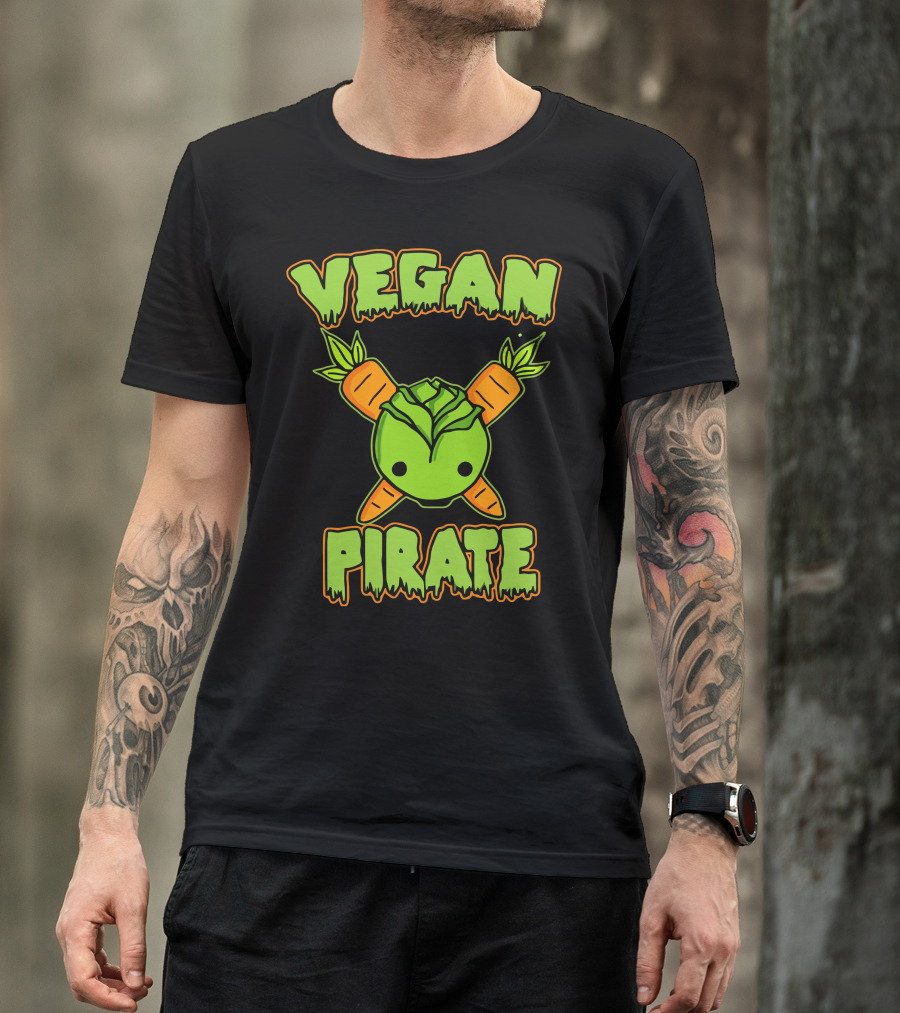Vegan Pirate Crossbones Carrot And Cabbage T-Shirt