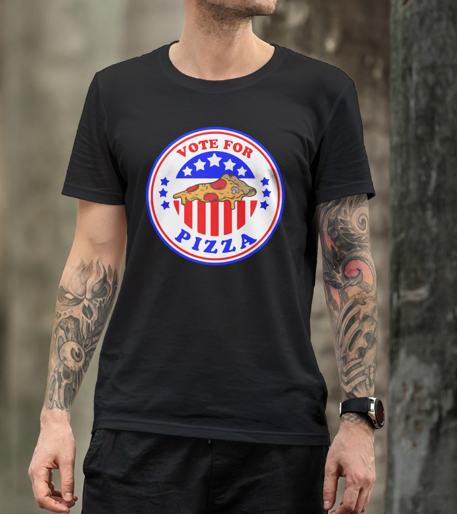 Vote For Pizza President Election Campaign Stars Stripes T-Shirt