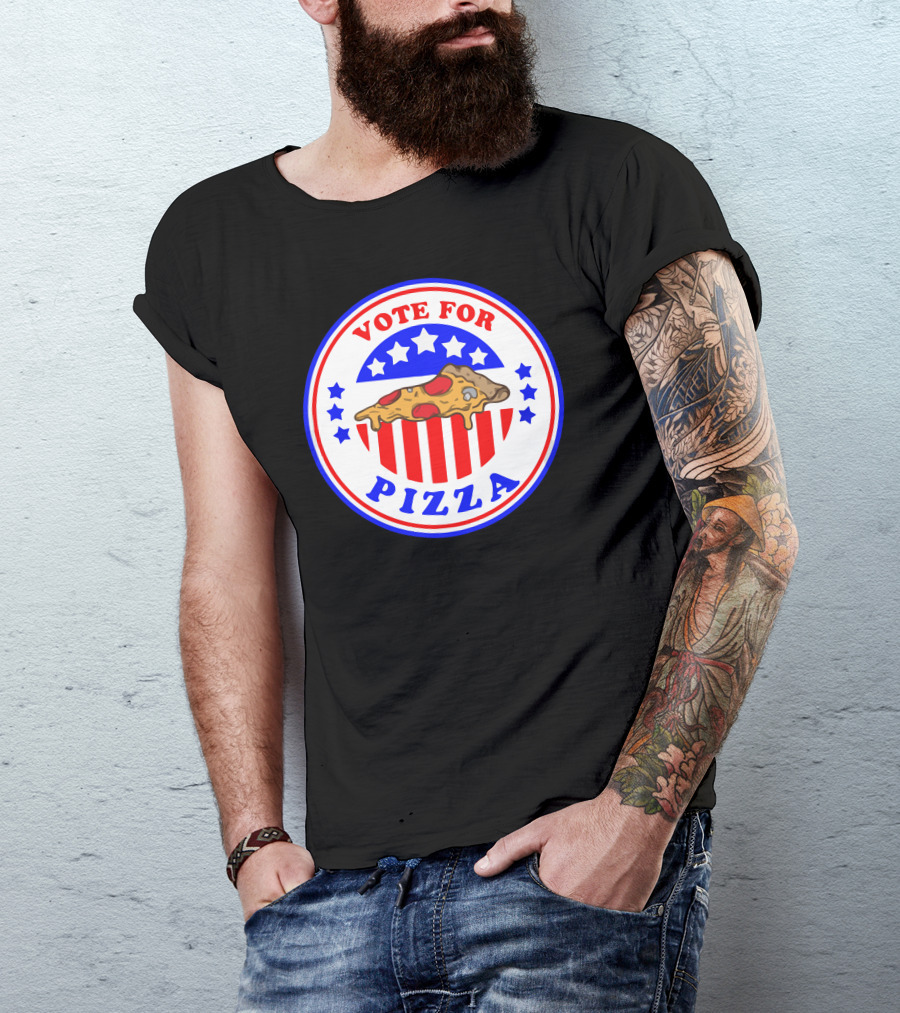 Vote For Pizza President Election Campaign Stars Stripes T-Shirt
