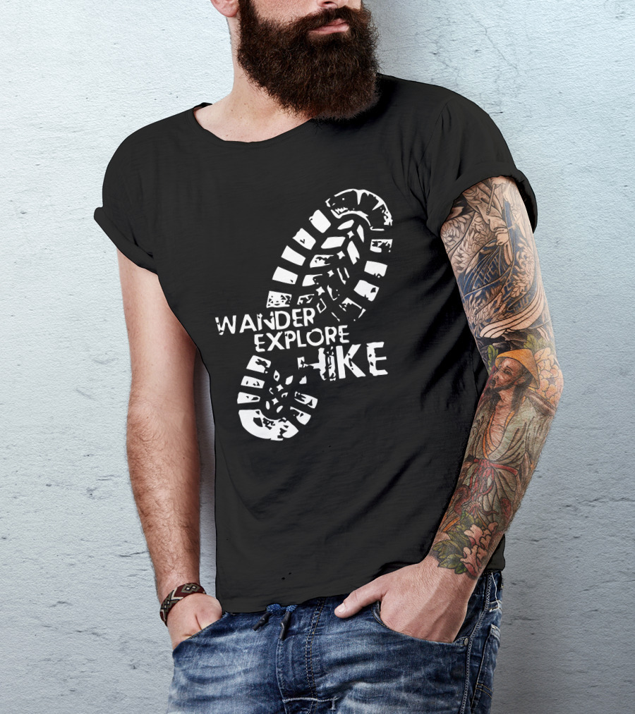 Wander Explore Hike Boot Print Adventure T-Shirt