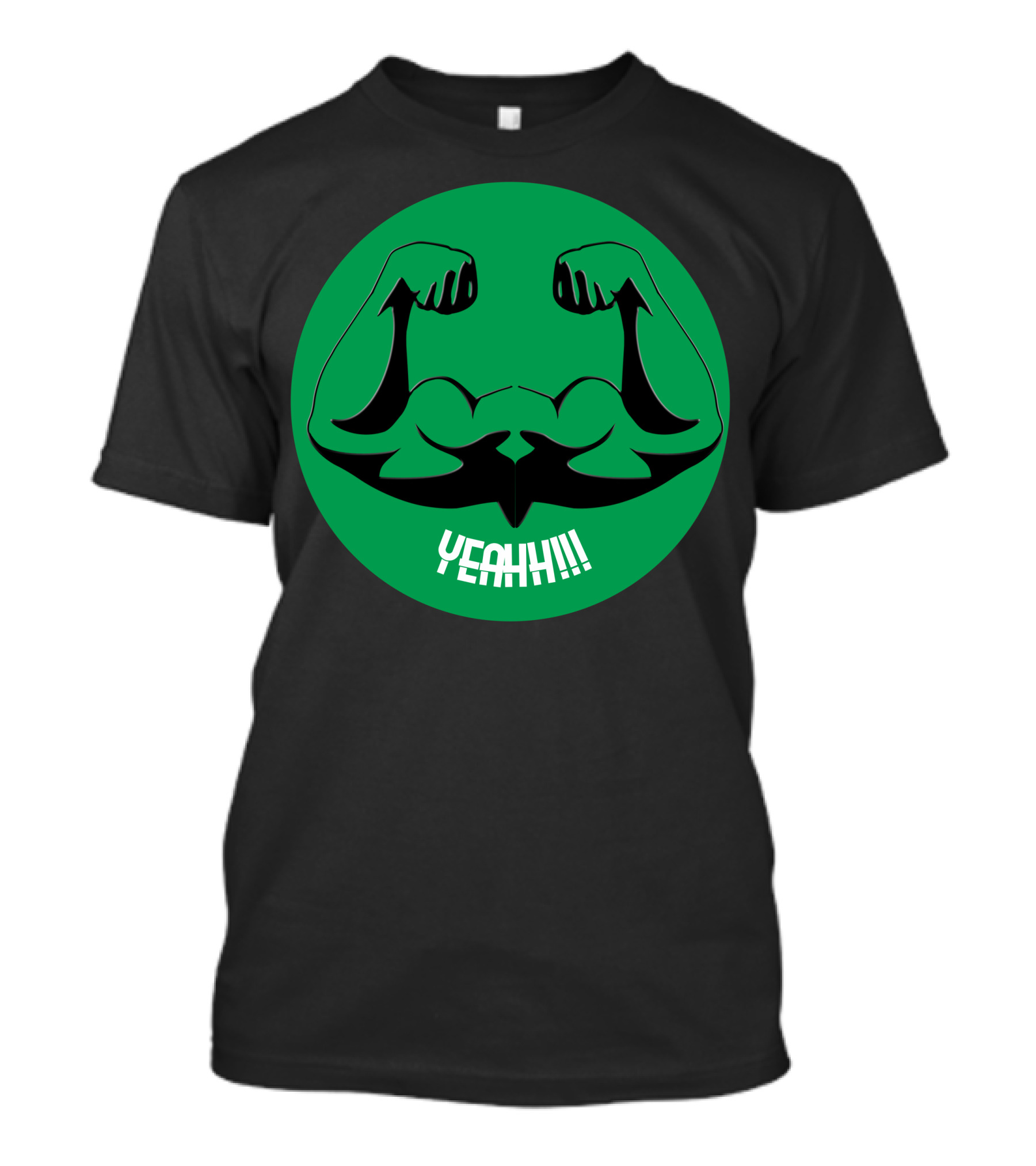 YEAHH Muscular Arm Flex Green Emblem T-Shirt