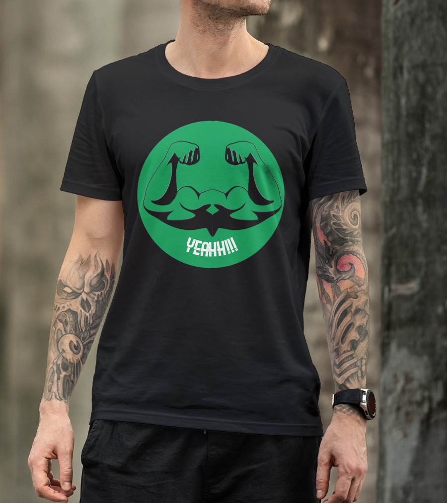 YEAHH Muscular Arm Flex Green Emblem T-Shirt