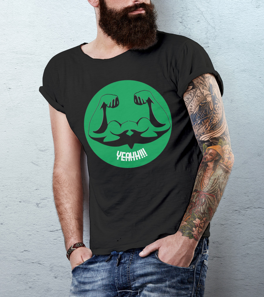 YEAHH Muscular Arm Flex Green Emblem T-Shirt