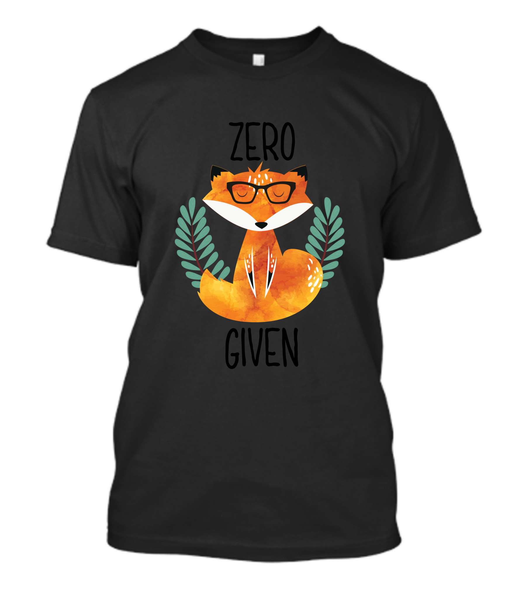 Zero Fox Given Funny Fox Wearing Glasses With Leaf Accents T-Shirt