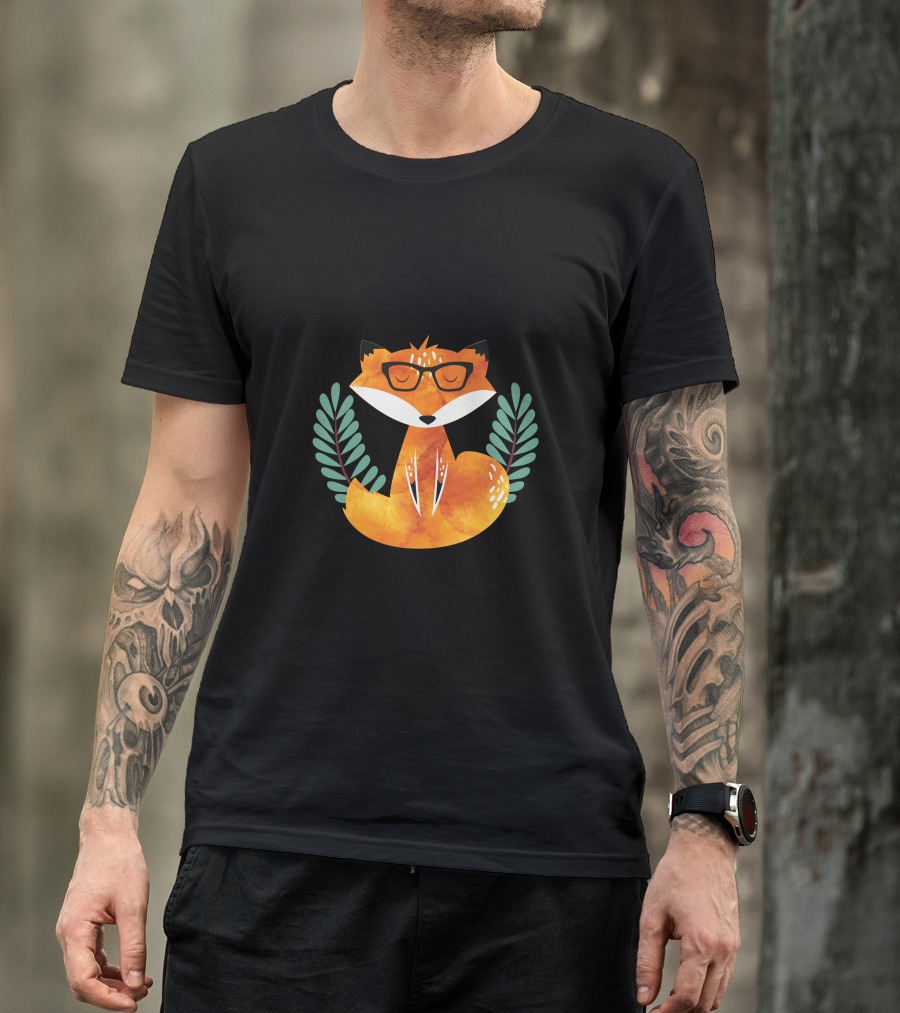 Zero Fox Given Funny Fox Wearing Glasses With Leaf Accents T-Shirt