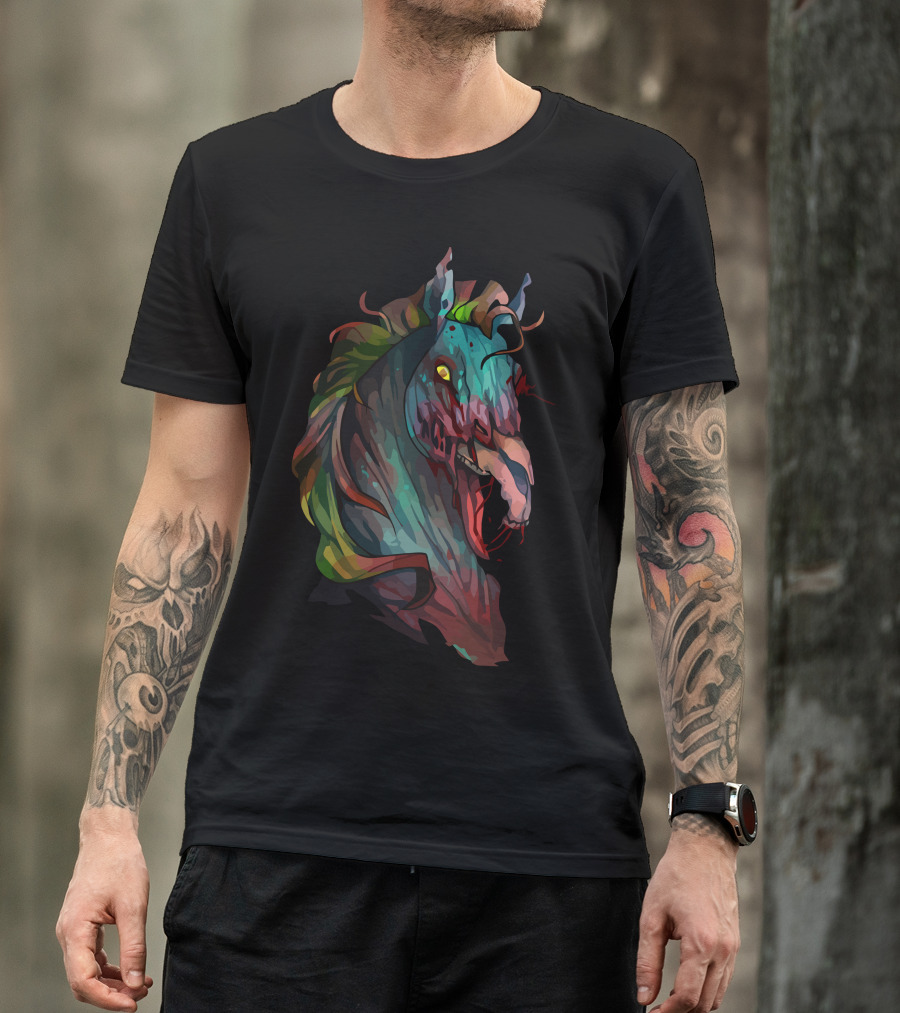 Zombie Horse Nightmare Vibrant Undead Creature T-Shirt