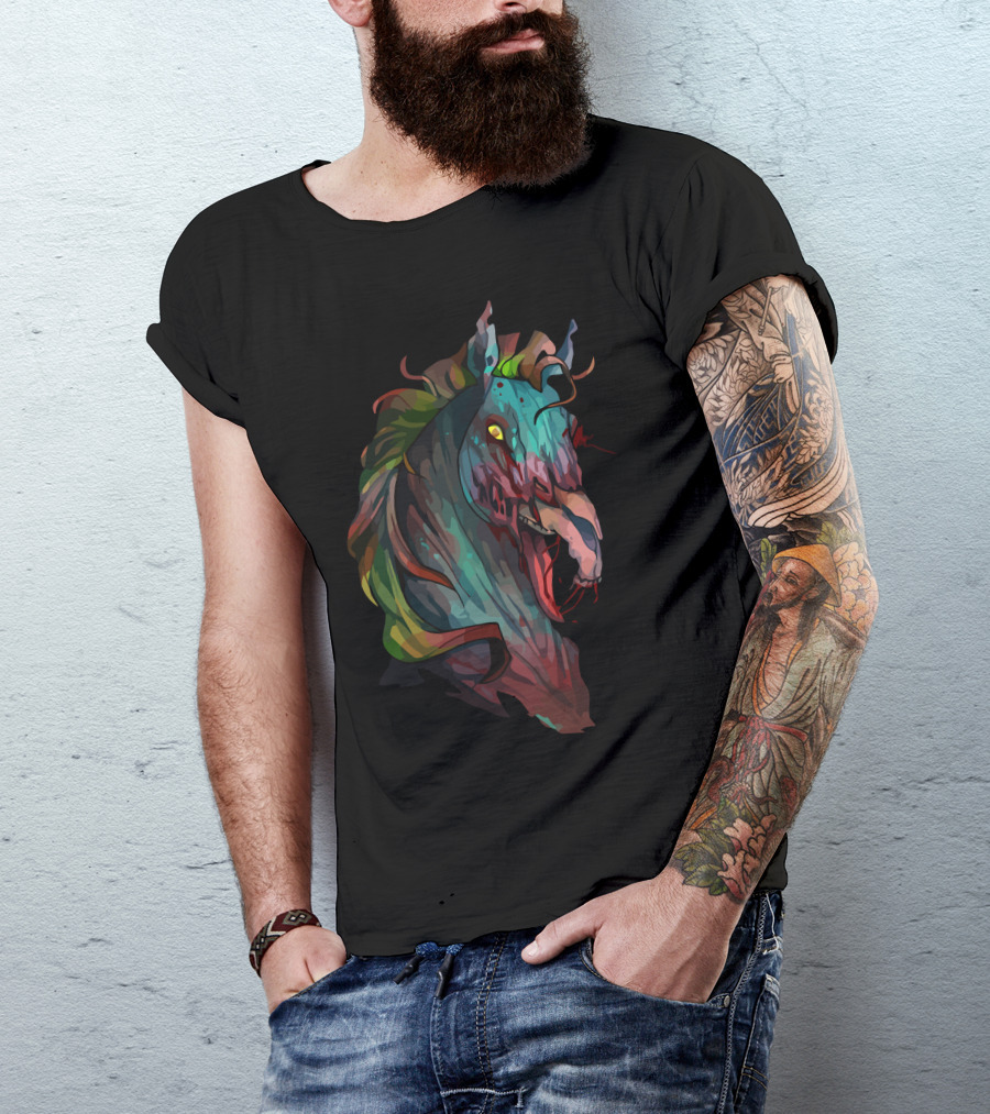 Zombie Horse Nightmare Vibrant Undead Creature T-Shirt