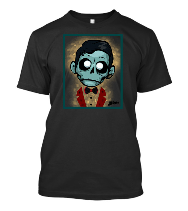 Zomboy Cartoon Zombie Character With Bow Tie And Red Jacket T-Shirt