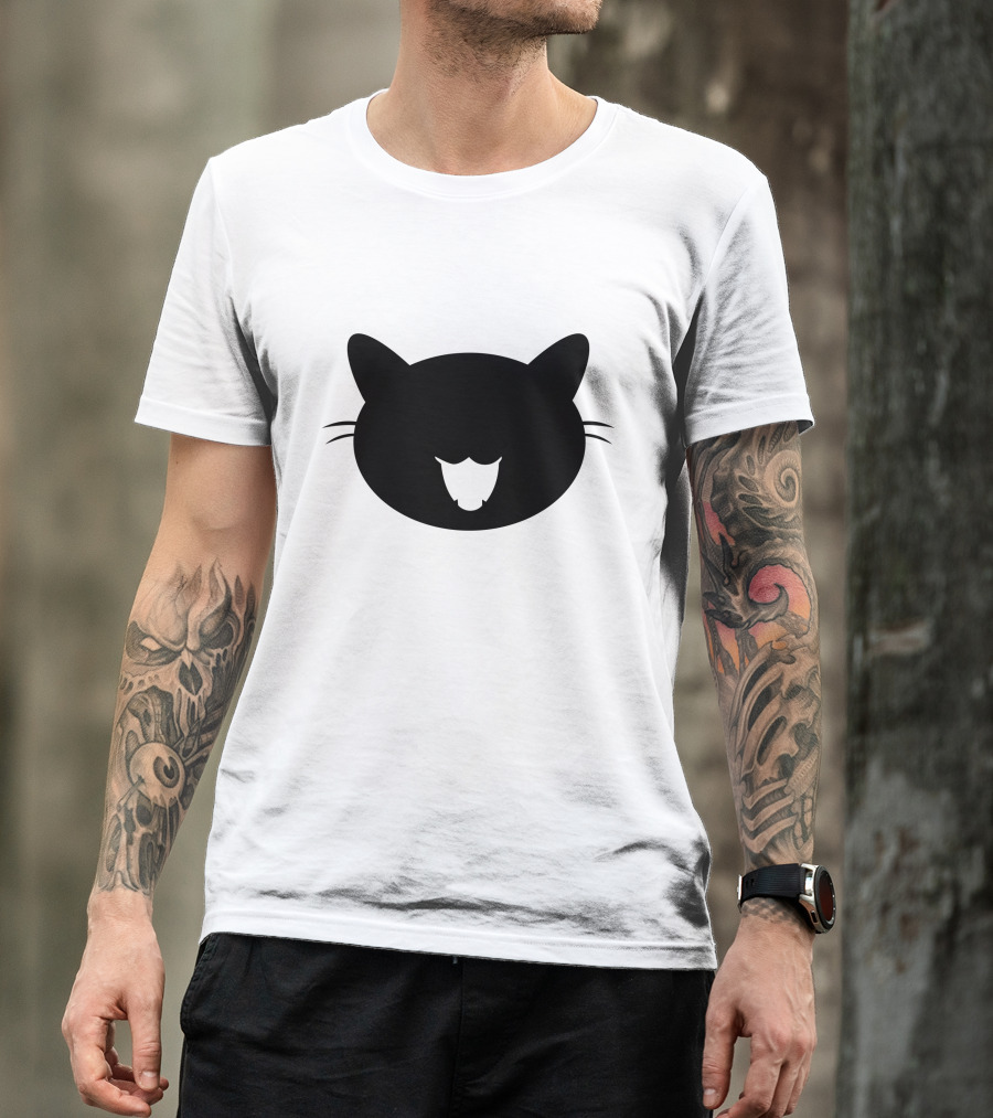 Black Cat Silhouette Animal Face T-Shirt