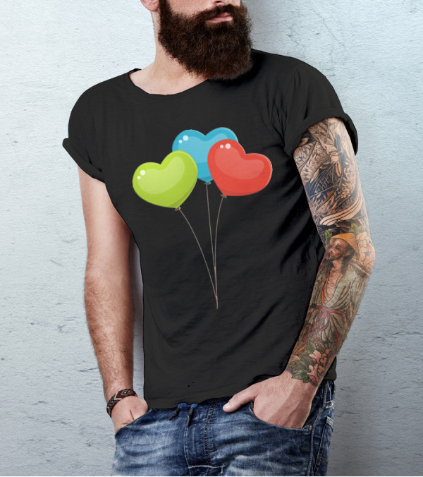 Balloon Color Full Heart-Shaped Balloons T-Shirt