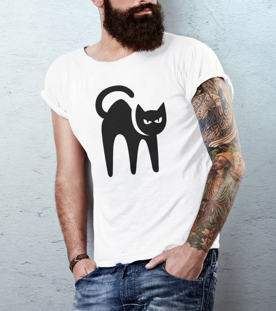 Cat Shadow Silhouette With Pointed Ears And Curved Tail T-Shirt