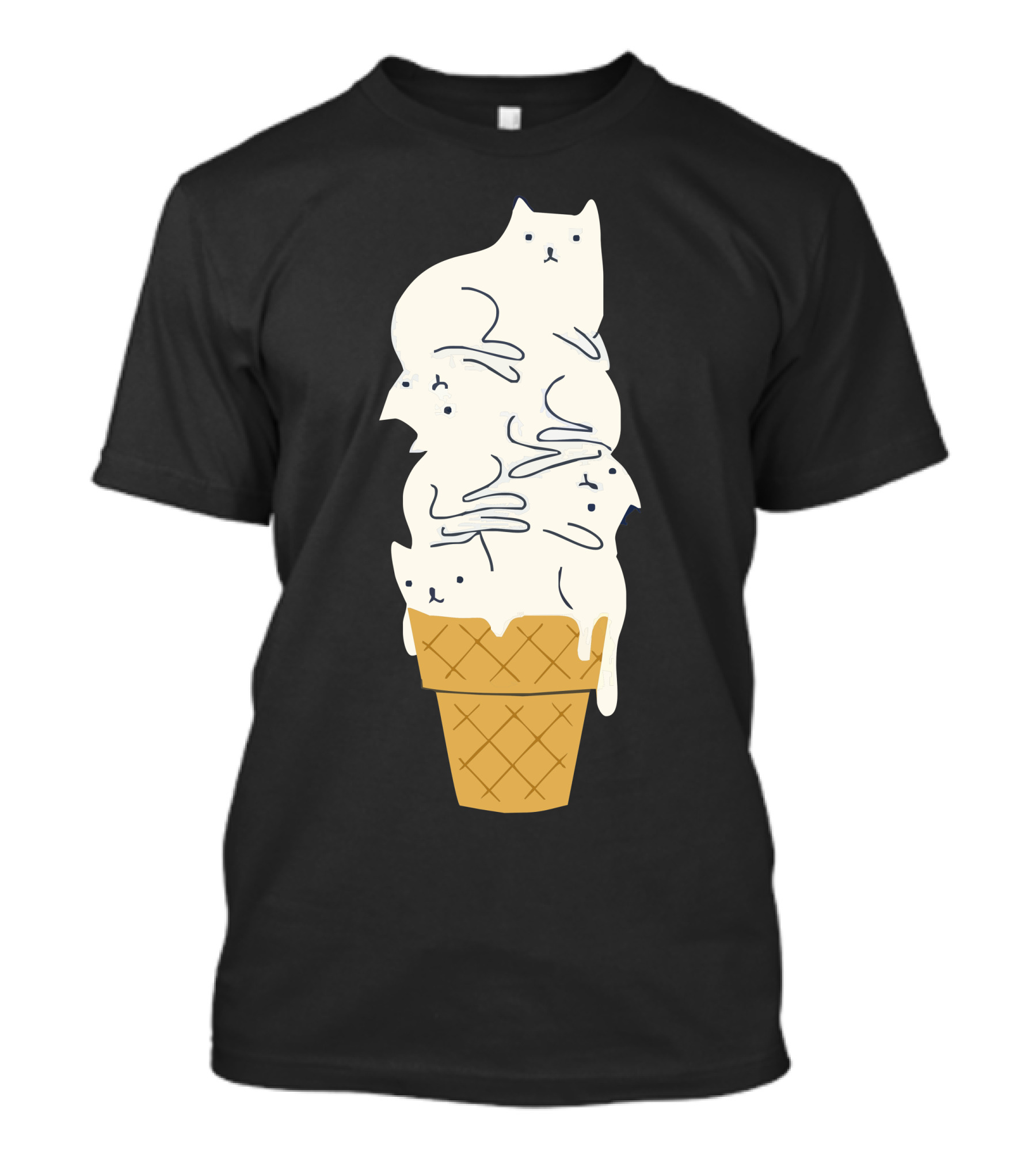 Cats Ice Cream Doodle Cone T-Shirt
