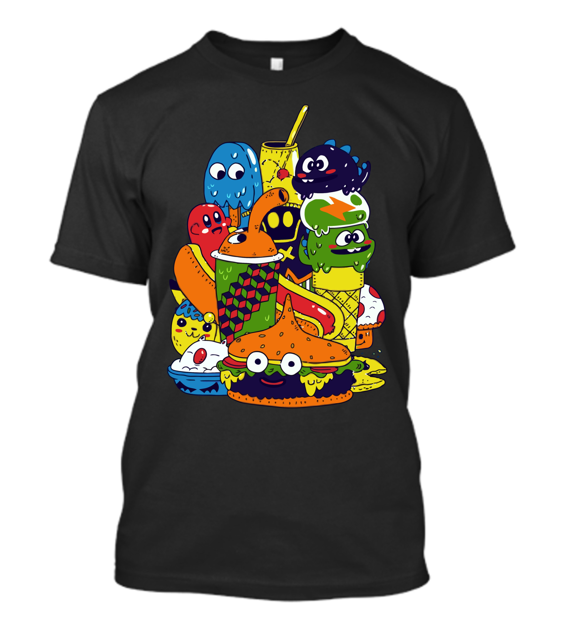 Dq Value Menu Colorful Cartoon Snacks Characters T-Shirt