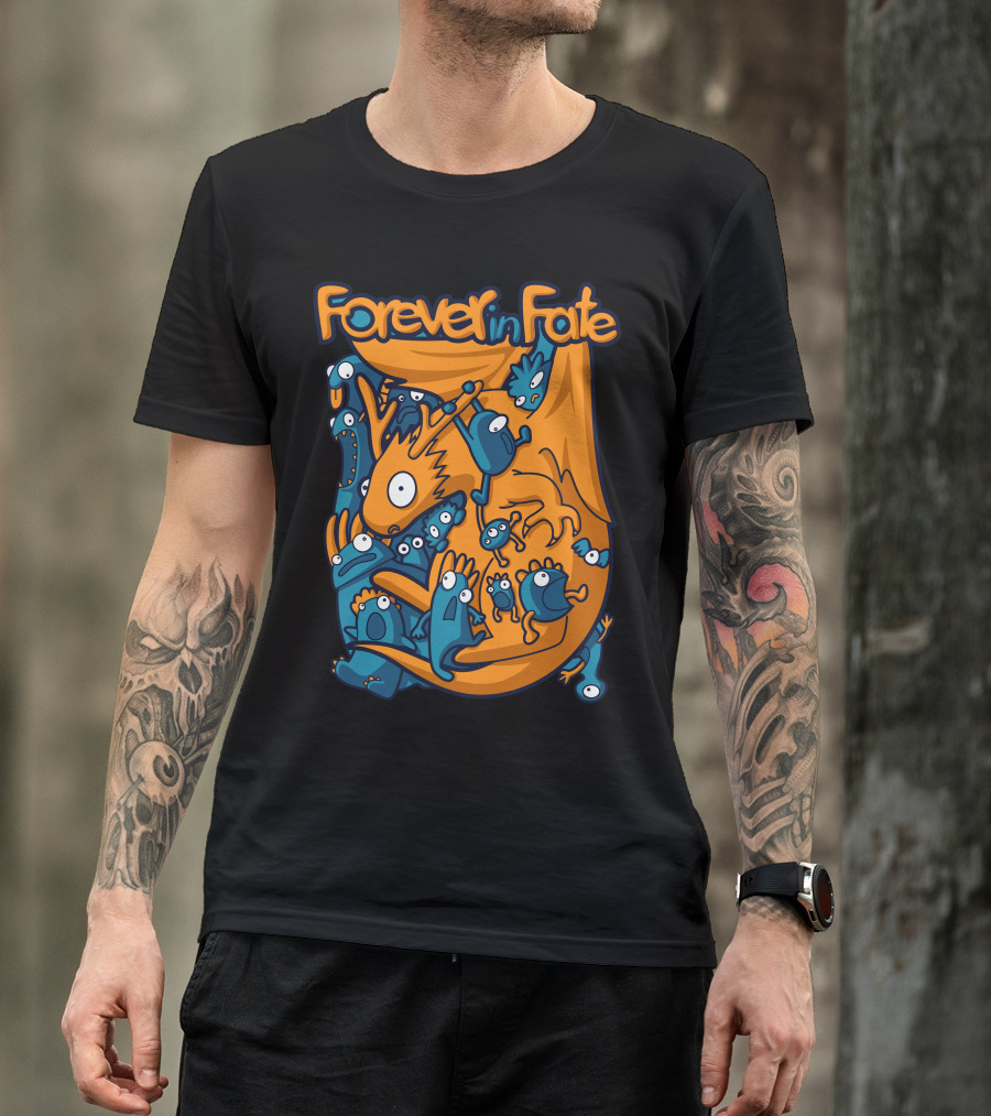 Forever In Fate Dragon And Blue Creatures T-Shirt