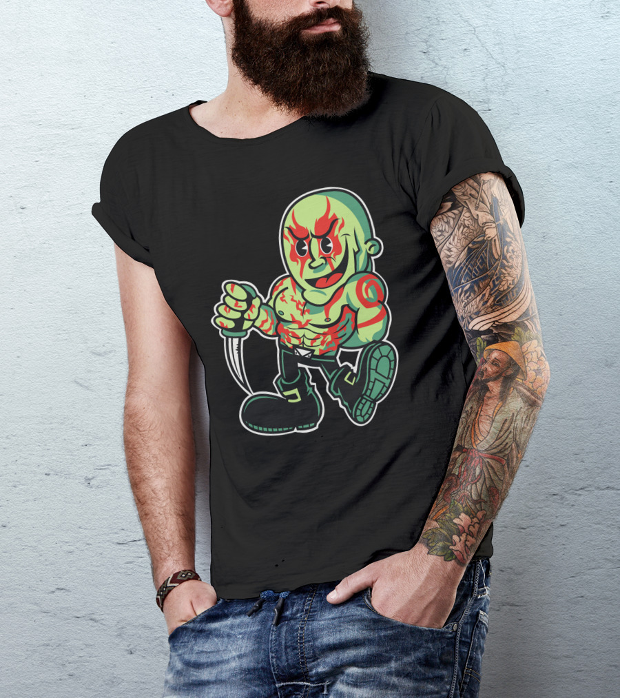 Drax Vintage Cartoon Style Retro Comic Character With Tattoos And Claws T-Shirt