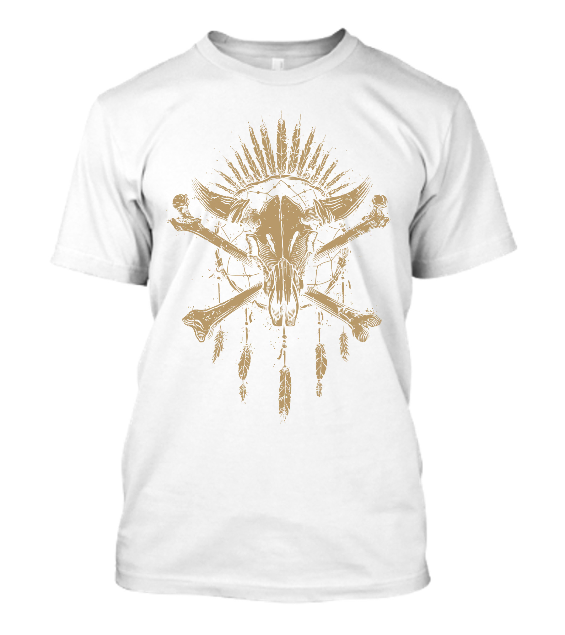 Dreamcatcher Skull And Bones With Feathers And Headdress T-Shirt