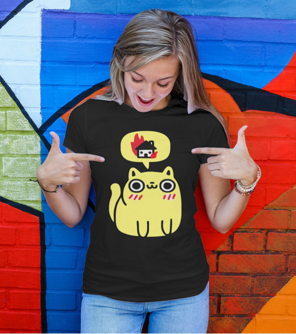 Cat With Firehouse Thought Bubble Dreaming Of Destruction T-Shirt
