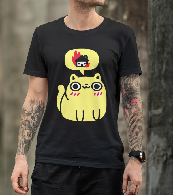 Cat With Firehouse Thought Bubble Dreaming Of Destruction T-Shirt