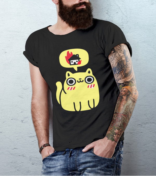 Cat With Firehouse Thought Bubble Dreaming Of Destruction T-Shirt