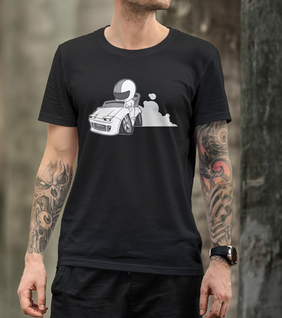 Racing Driver Cartoon Character In Speeding Car T-Shirt
