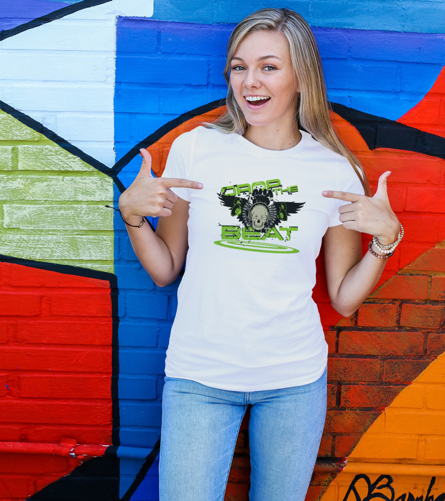 Drop The Beat Skull Headphones Speakers T-Shirt