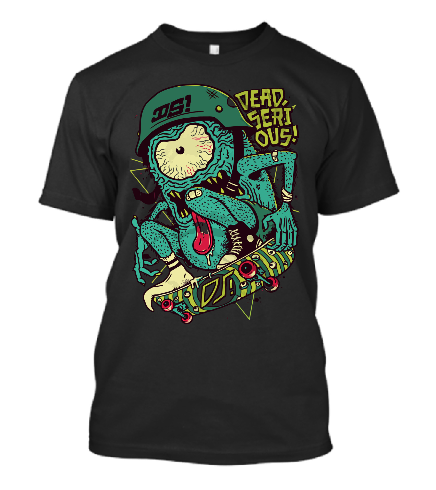 DS1 Dead Serious Skateboarding Cyclops Monster Helmet T-Shirt