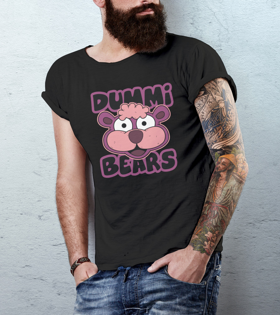 Dummi Bears Funny Cartoon Style Bear Face T-Shirt
