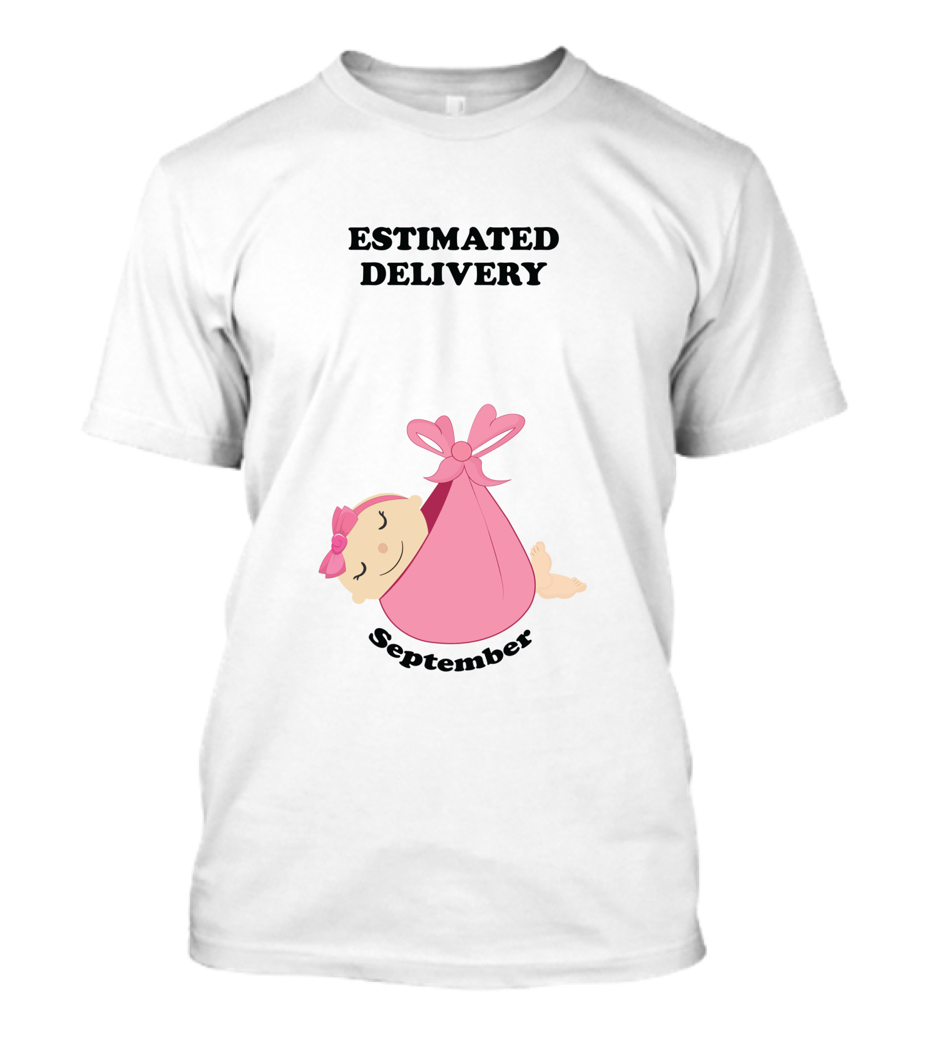 Estimated Delivery September Baby Girl Wrapped In Pink Bow Swaddle T-Shirt