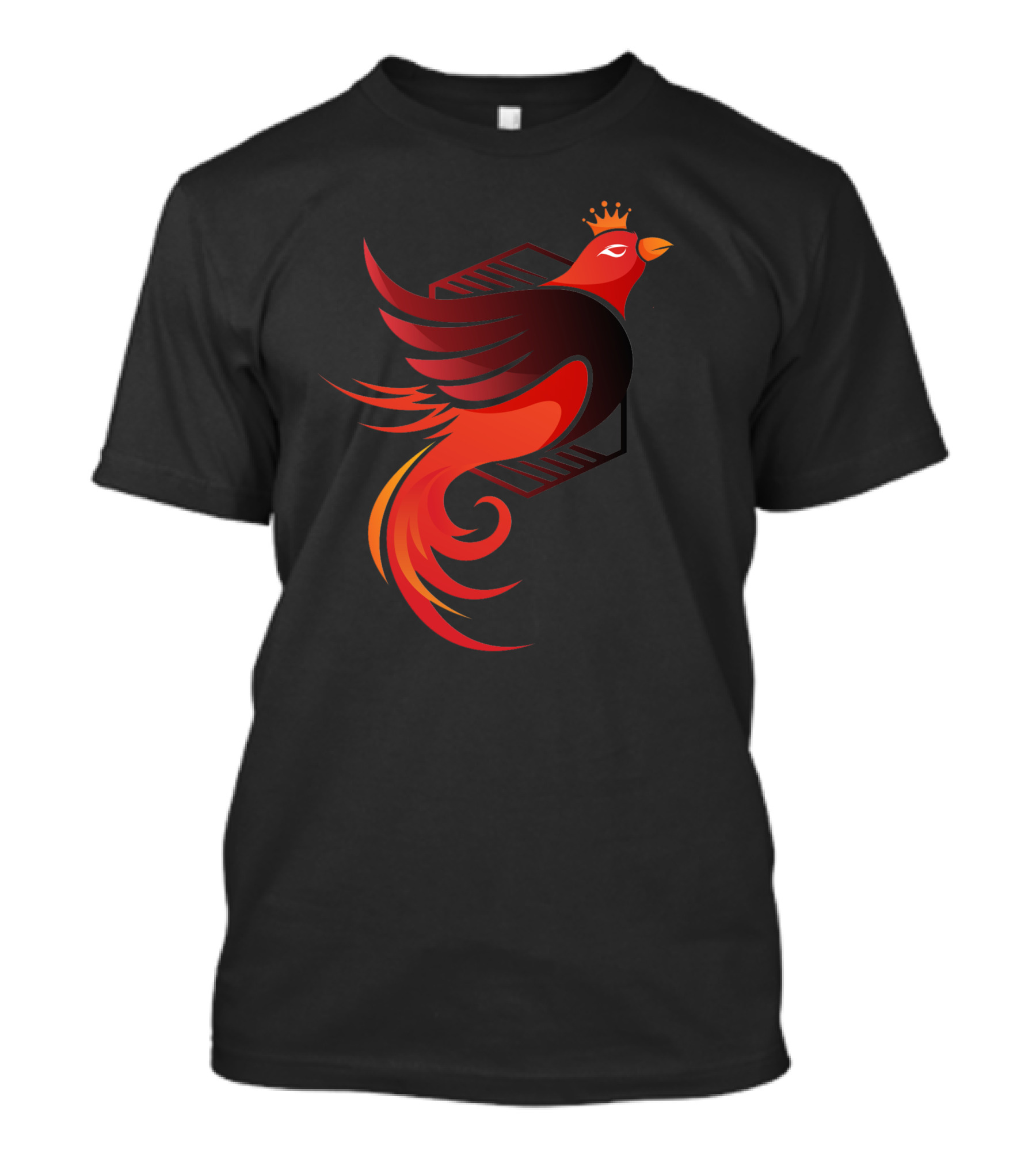 King Animas Majestic Crowned Phoenix Bird Motif T-Shirt